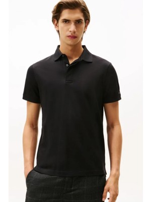 Tommy Hilfiger Erkek Gizli Patlı Regular Fit Polo T-Shirt - Siyah