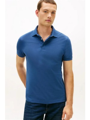 Tommy Hilfiger Erkek Gizli Patlı Regular Fit Polo T-Shirt - Mavi