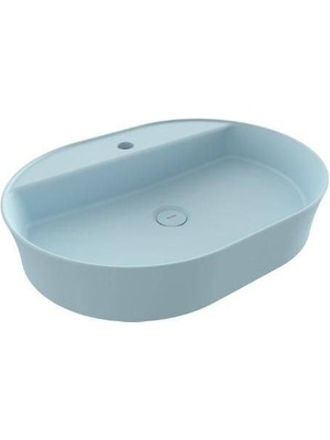 Bocchı Bocchi Sottile Slim Line Oval Batarya Lavabo 60 cm Mat Buzmavi - 1600-029-0126