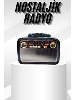 Nuveden Ieg™ Müzik Kutusu Bluetooth Bağlantılı El Fenerli Nostaljik Tasarım Radyo