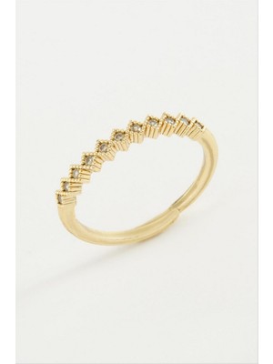 Zero Land Matrixzn Baklava Şekli Taşlı Metal Yüzük - Gümüş Rengi