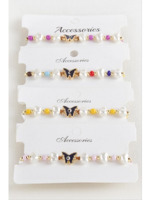 Zero Land Matrixzn Kelebek Boncuk Inci Makrome Ip Bileklik - Siyah