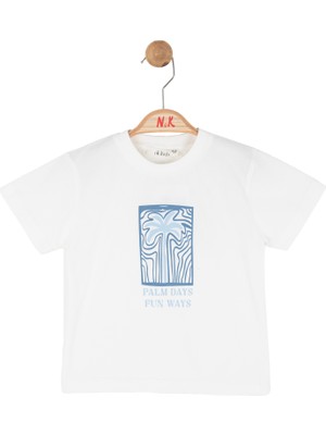 Nk Erkek Bebek Palm Days Tshirt 1-4 Yaş Ekru-Mavi