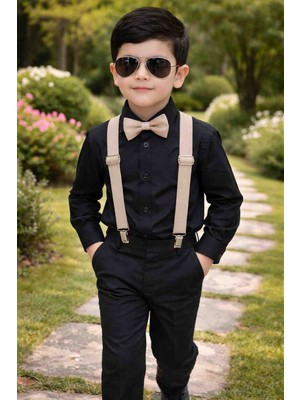 Algitsin O L A Çocuk Pantolon Askısı+Papyon Seti+1-12 Yaş Unisex