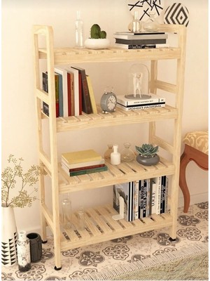 CopperWood 4 Raflı Ahşap Kitaplık