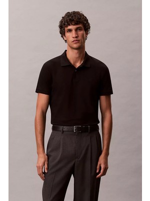 Calvin Klein Erkek Ss Slim Refined Pique Polo - Siyah