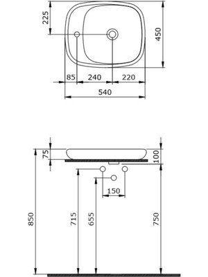 Bocchı Bocchi Fenice 55 x 40 cm Parlak Beyaz Çanak Lavabo - 1164-001-0125