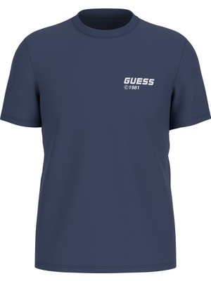 Guess Erkek Lauro Aktif Regular Fit T-Shirt - Mavi