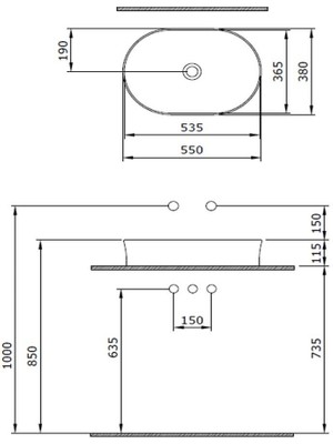 Bocchı Bocchi Sottile Slim Line Tezgah Üstü Lavabo 55 cm Bordo - 1521-072-0125