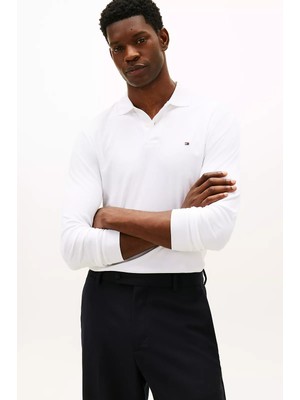 Tommy Hilfiger Erkek Uzun Kollu Liquid Cotton Pamuklu Polo T-Shirt - Beyaz