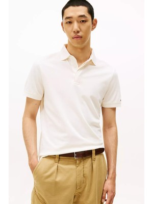 Tommy Hilfiger Erkek Gizli Patlı Polo Yaka T-Shirt - Krem