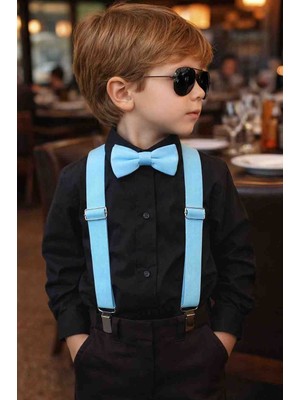 Algitsin O L A Çocuk Pantolon Askısı+Papyon Seti+1-12 Yaş Unisex
