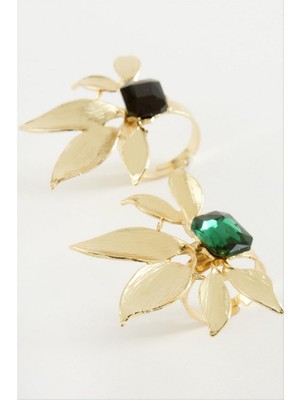 Zero Land Matrixzn Çiçek Metal Taşlı Yüzük 1 Adet - Sarı