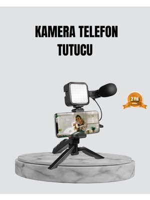Nuveden Ieg™ Telefon Video Çekim Kiti LED Aydınlatma Mikrofon Tripodlu Tam Set
