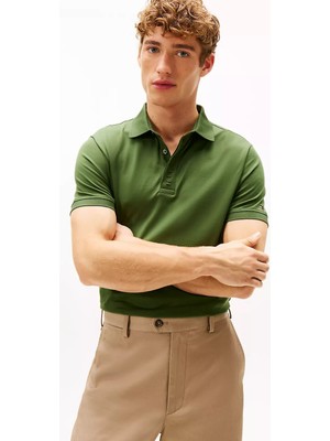 Tommy Hilfiger Erkek Gizli Pat Detaylı Regular Polo T-Shirt - Yeşil