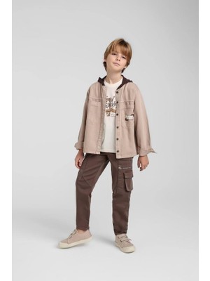 Escabel Erkek Çocuk Kapişonlu Gömlek 4-14 Yaş Camel