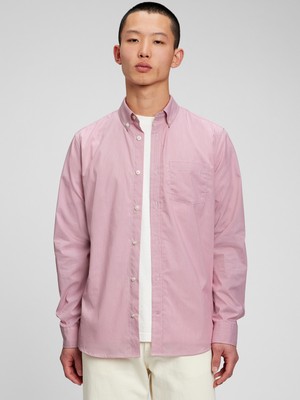 Gap Erkek Pembe Eco CoolMax™ Standard Fit Poplin Gömlek