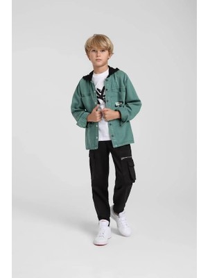 Escabel Erkek Çocuk Kapişonlu Gömlek 4-14 Yaş Yeşil
