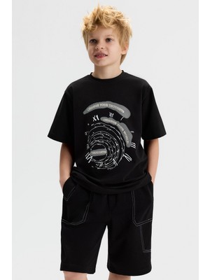 Nk Erkek Çocuk Labirent Tshirt 8-14 Yaş Siyah