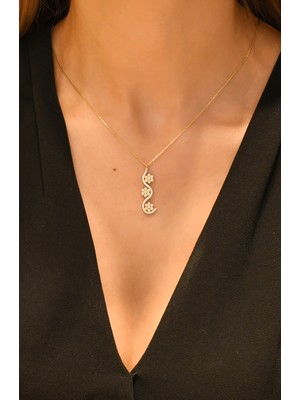 Taşlı Papatya Kolye 14 Ayar A026978