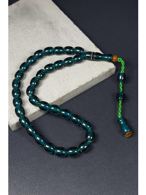 Tesbihkenti Kalın Ip Geçişli Güzel Çekimli Ateş Kehribar Tesbih