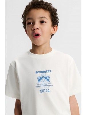 Nk Erkek Çocuk Boudless Tshirt 4-8 Yaş Ekru-Mavi