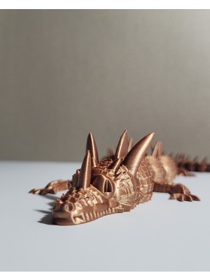🐉 55 cm Bakır Renkli Dev Ejderha Figürü – 3D Baskı Mitolojik Ejderha Heykeli – Metalik Görünümlü Dekoratif Tasarım