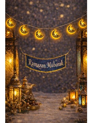 Pairla 2 Metre Gold Karışık 10 Adet Ramazan Temalı LED Işıklı Süsleme Seti Ramazan Süsleri, Ramazan Hediyem Ramazan Süsü