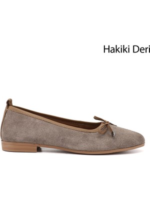 Gönderi(r) Kadın Vizon Süet  Fiyonklu Hakiki Deri Babet