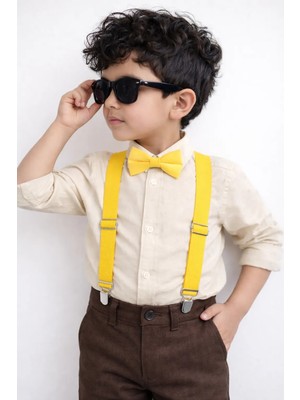 Algitsin O L A Çocuk Pantolon Askısı+Papyon Seti+1-12 Yaş Unisex