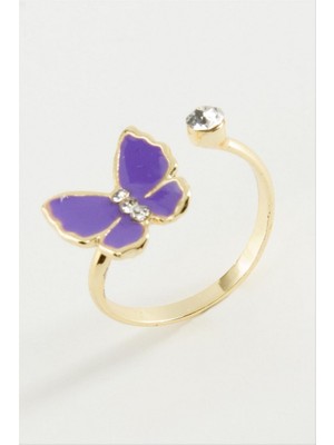 Zero Land Matrixzn Kelebek Taşlı Mineli Yüzük Küçük - Lila