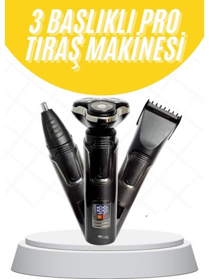 Nuveden Ieg™ Tıraş Makinesi Profesyonel 3in1 Dijital Göstergeli 3 Başlıklı Erkek Bakım