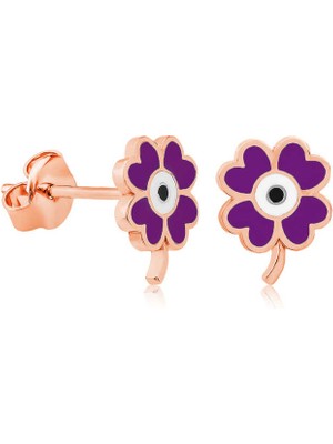 Tienda Elegante Gümüş Mor Yonca Küpe