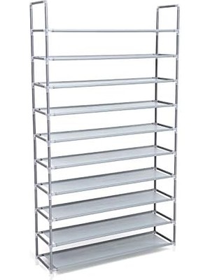 Nexa 10 Katlı Ayakkabı Rafı, 100X29X175 Cm, Gri, LSR10G