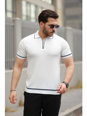 Etiler Collection Erkek Fermuarlı Yakalı Kısa Kollu T-Shirt