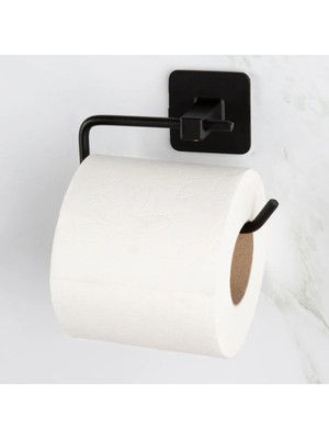 Nexa Tuvalet Kağıdı Askısı Yapışkanlı Siyah Kare Açık Tuvalet Kağıtlığı Wc Kağıtlık Tuvalet Kağıdı Askısı (Kaliteli Yapışkanlı)