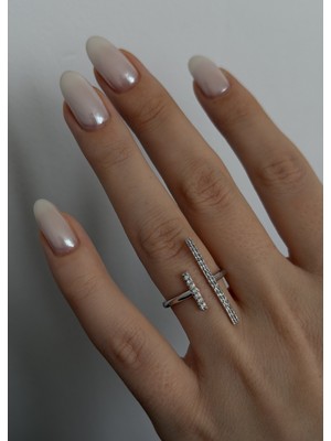 KİLİGİSTANBUL 2 Şeritli Zirkon Taşlı Yüzük (Bedeni Ayarlanabilir)