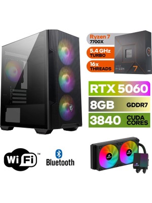 MSI Şafak-Gaming Pc Ddr5 |ryzen 7 7700X | Rtx 5060 8gb | 16 GB Ddr5 Ram | 1 Tb Nvme 5000 4000 |WİN11PRO|240MM Sıvı Sogutma|