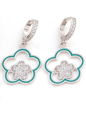 Tienda Elegante ​Gümüş Sallantılı Çiçek Desenli Kadın Küpe