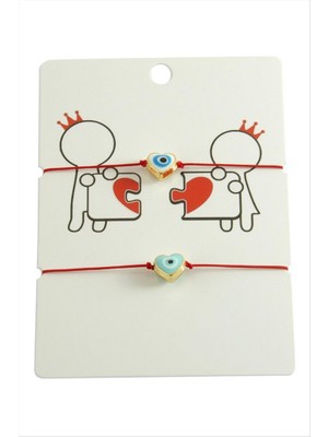 Zero Land Matrixzn Kalp Nazar Ip Bileklik 2 Adet - Kırmızı