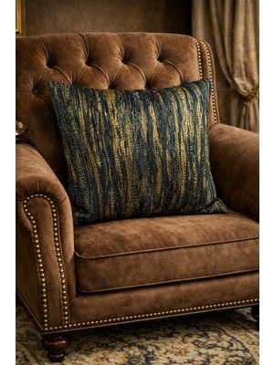 Lena Maison Haliç Kırlent Kılıfı Hardal-Yeşil Çizgili 43X43 cm