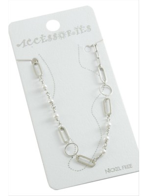 Zero Land Matrixzn Oval Zincir Inci Halhal - Gümüş Rengi