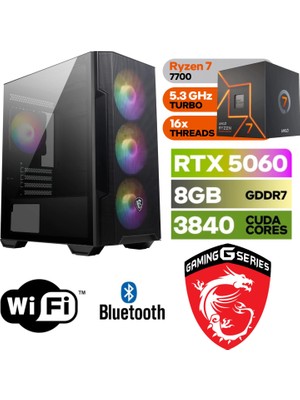 MSI Şafak-Gaming Pc Ddr5 |ryzen 7 7700 | Rtx 5060 8gb | 16 GB Ddr5 Ram | 1 Tb Nvme 5000 4000 |WİN11PRO|