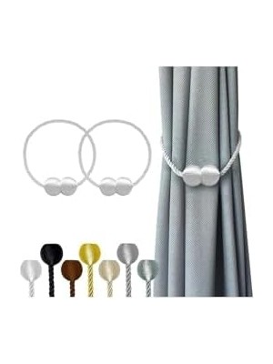 Nexa Güçlü Mıknatıslı Dekoratif Perde Toplayıcı Perde Tokası 2 Adet, Beyaz