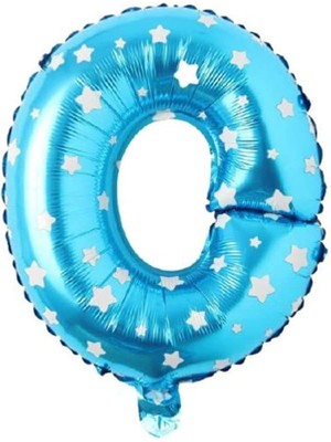Nexa O Harfi 16 Inç Mavi Yıldızlı Renk Folyo Balon 36 cm (Mavi)