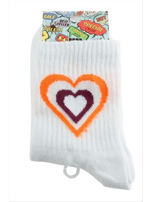 Zero Land Matrixzn Kalp Kolej Çorap 8*28 - Beyaz