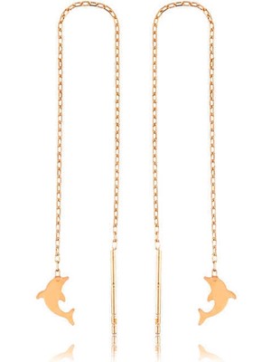 Fm Gümüş Zincirli Yunus Balığı Küpe