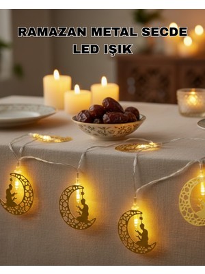 Nuveden Ieg™ Ramazan Temalı Ay Içinde Secde Eden Adam LED Peri Işığı