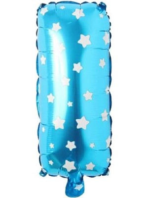 Nexa I Harfi 16 Inç Mavi Yıldızlı Renk Folyo Balon 36 cm (Mavi)