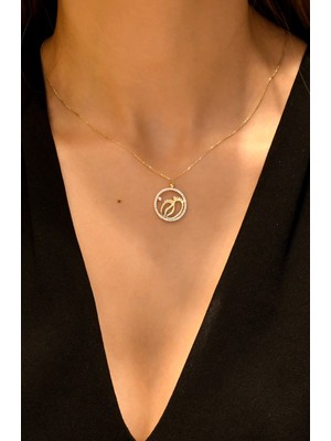 Taşlı Anne Bebek Ayak Izi 14 Ayar A042831